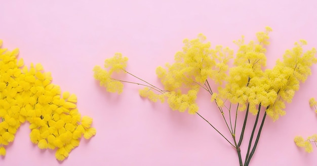 Yellow flowers on a pink background