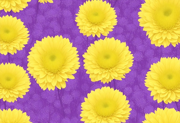 yellow flowers on a purple background.