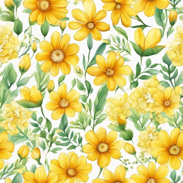 A yellow flowers seamless floral pattern