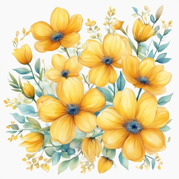 A yellow flowers seamless floral pattern