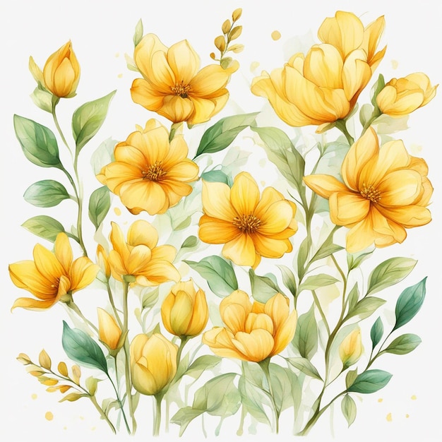 A yellow flowers seamless floral pattern