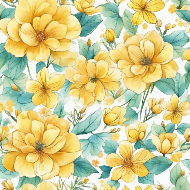 A yellow flowers seamless floral pattern