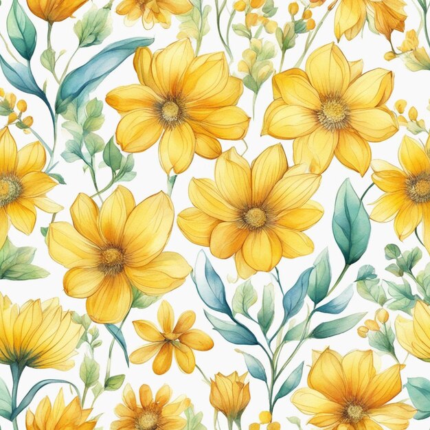 A yellow flowers seamless floral pattern