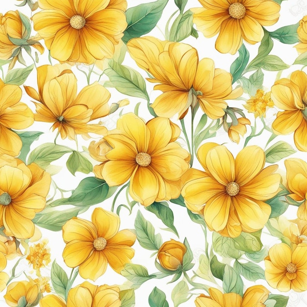 A yellow flowers seamless floral pattern