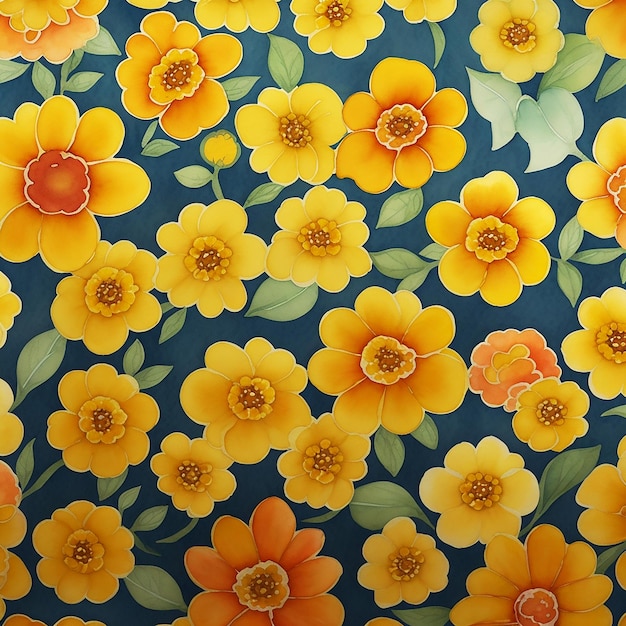 Yellow flowers watercolor seamless patterns good