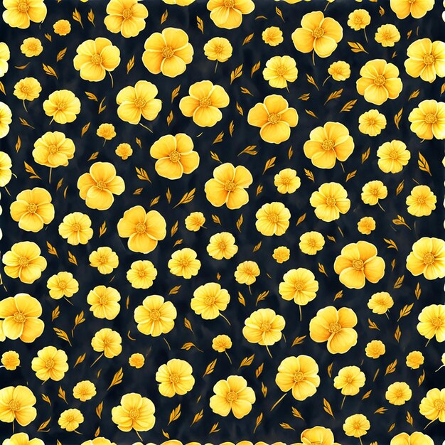 yellow flowers watercolor seamless patterns