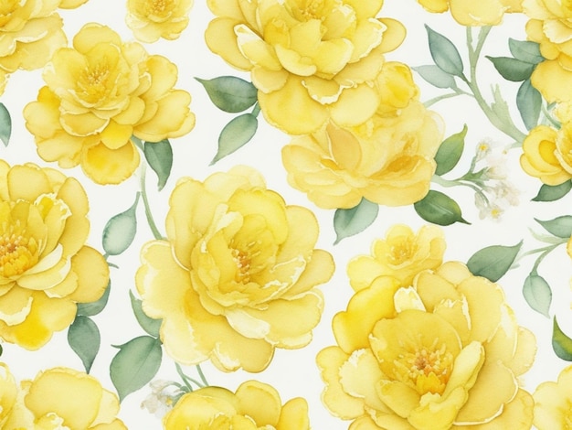 노란 꽃 수채화 원활한 패턴