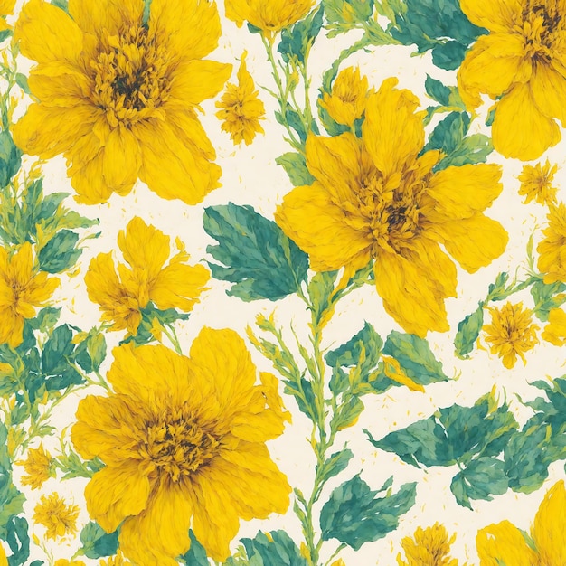 Yellow flowers watercolor seamless patterns