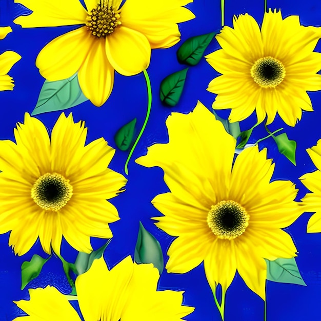 Yellow flowers watercolor seamless patterns