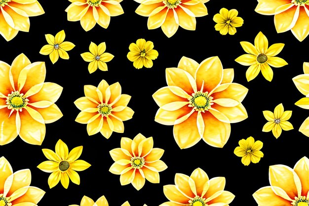 Yellow flowers watercolor seamless patterns