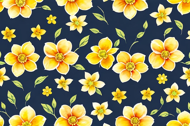 노란 꽃 수채화 원활한 패턴