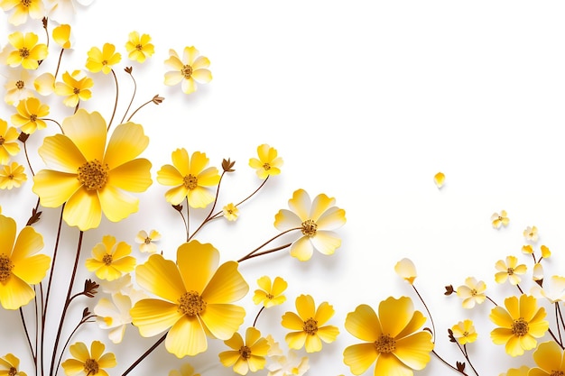 Yellow flowers on a white background