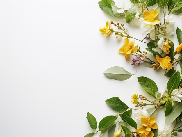 Yellow flowers on a white background