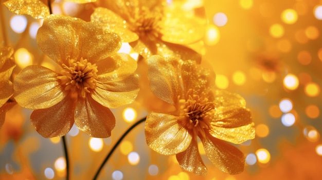 Photo yellow flowers with a bokeh background