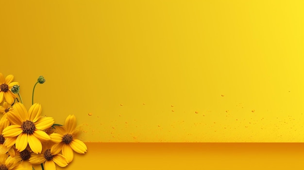 Yellow flowers on a yellow background with a space for text generative ai