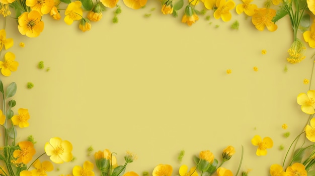 Yellow flowers on a yellow background