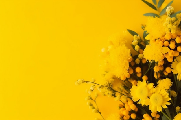 Yellow flowers on a yellow background