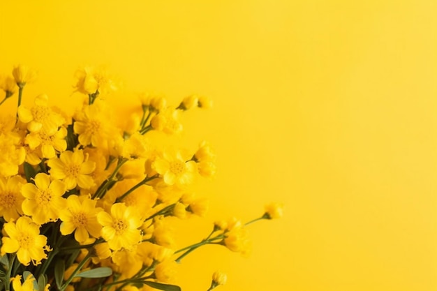 Yellow flowers on a yellow background