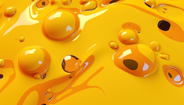 Yellow fluid paint background Generaitve Ai