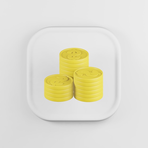 Yellow folded coins icon in cartoon style.