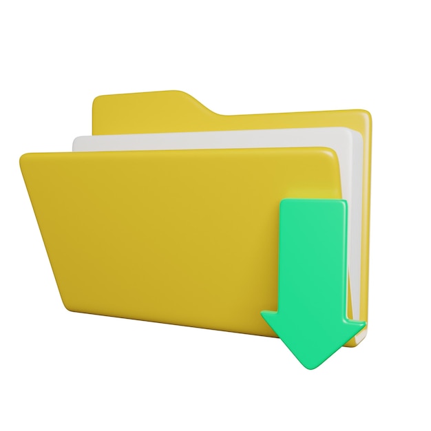 a yellow folder with a green arrow pointing to the left