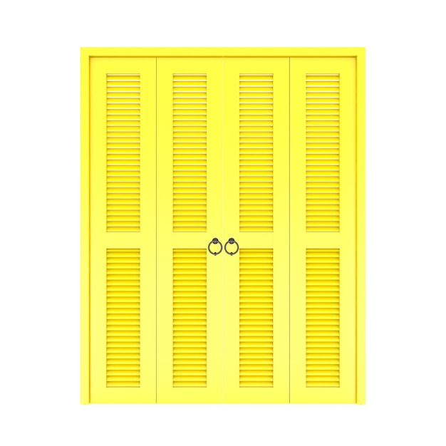 Yellow folding door with grill 3d