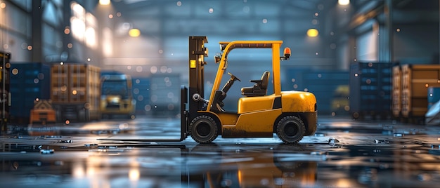 Yellow Forklift Parked in Warehouse