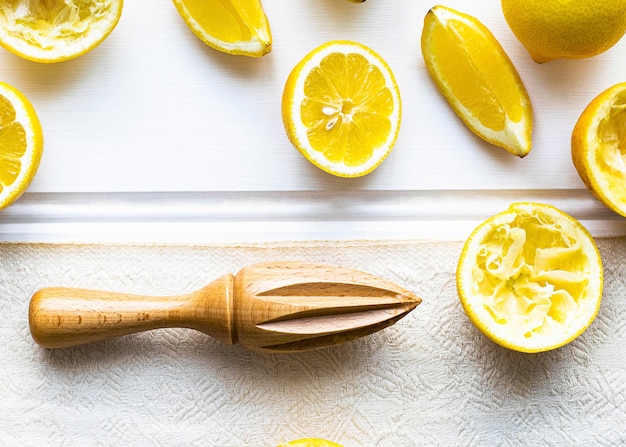 Yellow fresh cut organic lemons