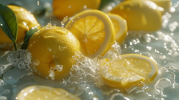 Photo yellow fresh lemons