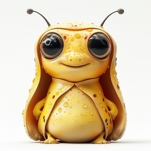 a yellow frog with black eyes and a yellow eye