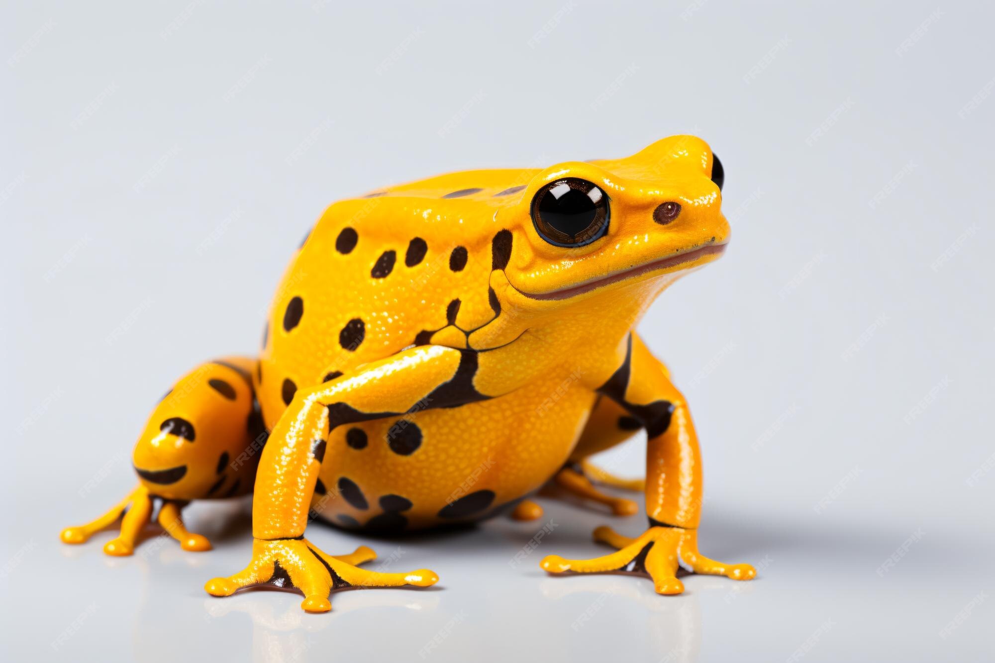 Premium AI Image | a yellow frog with black spots sitting on a white