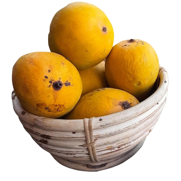 Yellow fruit in a bowl white background