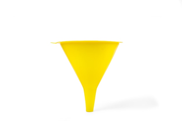 a yellow funnel in a cut out view