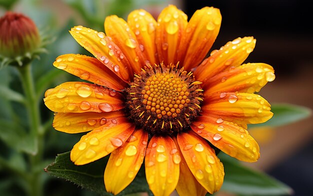 Yellow gaillardia flower closeup beauty