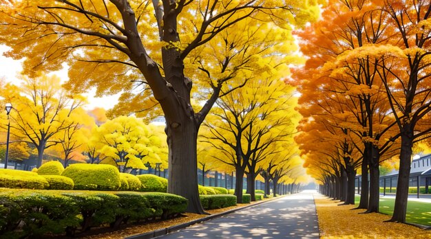 Yellow ginkgo tree for wallpaper