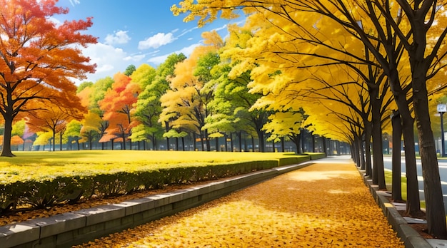 Yellow ginkgo tree for wallpaper