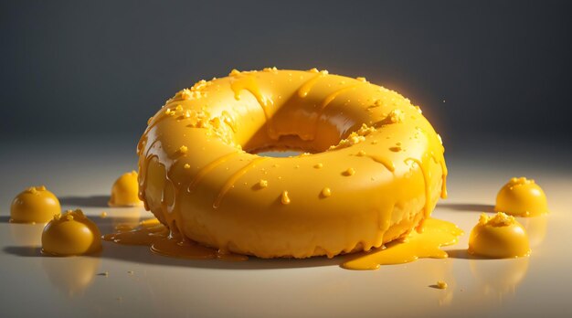 Yellow Glazed Donut in Close Up Food Photography Mock Up