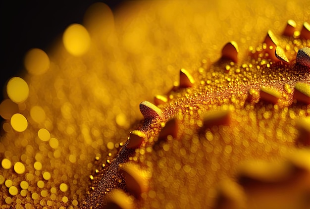 Yellow glittery textured background up close