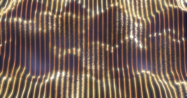 Photo yellow gold energy waves from particles glowing bright magical abstract background