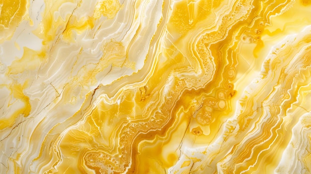 黄色の流体アートマーブル塗料 質感のある背景