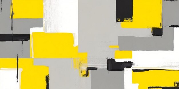 A yellow and gray wall with a black and white pattern