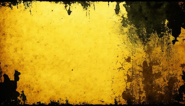 A yellow and green background with black and yellow paint splatters.