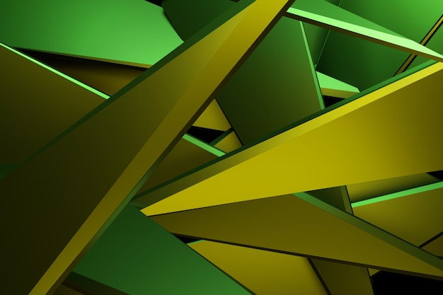 Yellow and green color abstract 3d rendering technology background.