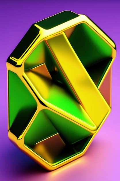 A yellow and green cube with the letter s on it