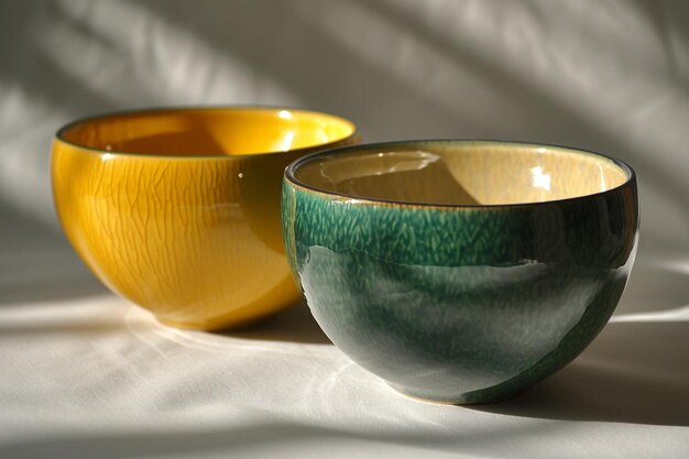 Yellow and green dog bowl for food