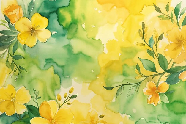 Yellow and green watercolor background for spring