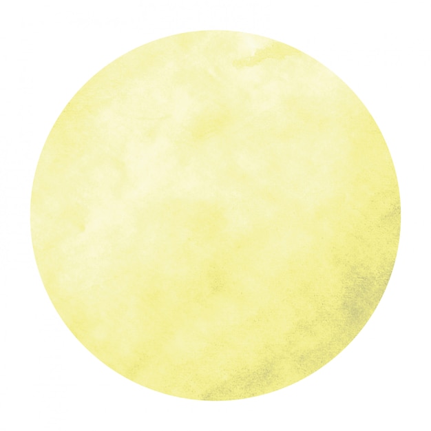 Yellow hand drawn watercolor circular frame  texture with stains