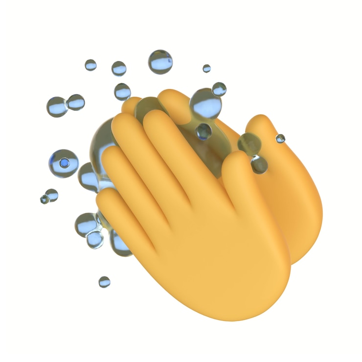 Premium Photo Yellow hands wash icon emoji button cleaning gesture