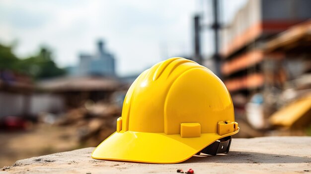 Photo yellow hard hat background labor day