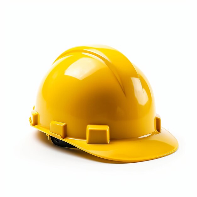 Foto cappello giallo cappello da costruzione casco di sicurezza isolato su fondo bianco generativo ai